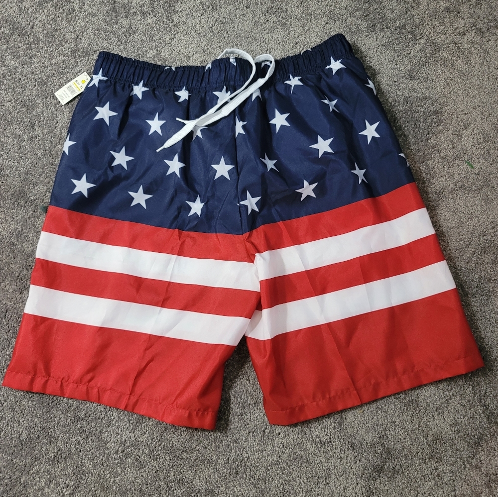 Men's Mission Ridge American Flag shorts / Swimming Trunks - size XL